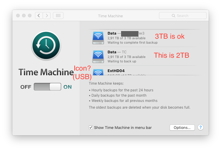 backup Two Time Capsules with same disk name Time Machine settings