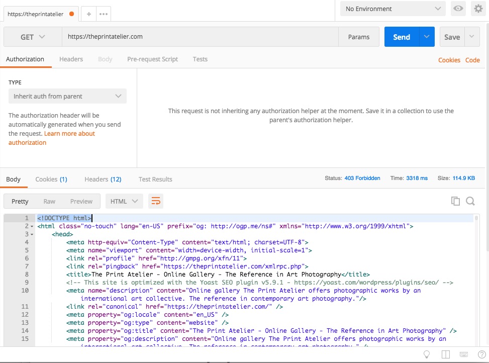403 Status on a http request but the page is rendered Server Fault