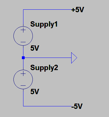 voltage - Positive and negative potential via two power supplies with