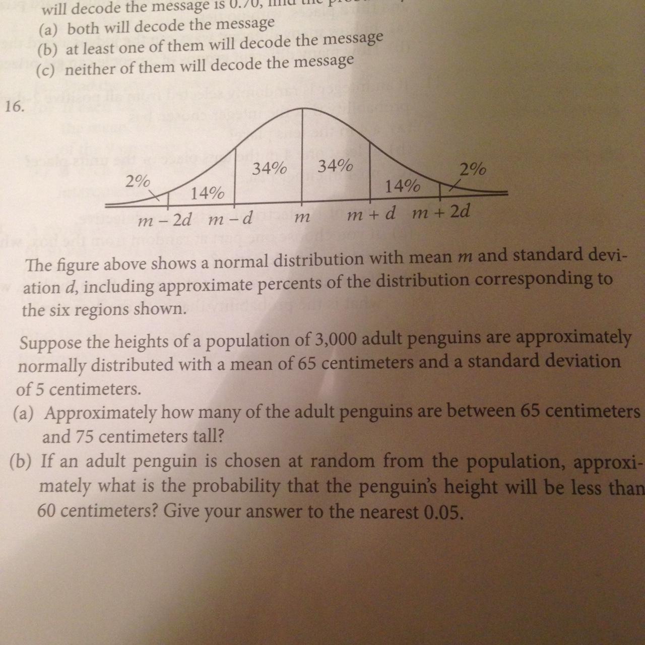 standard deviation Normal Distribution, percent less than mean minus