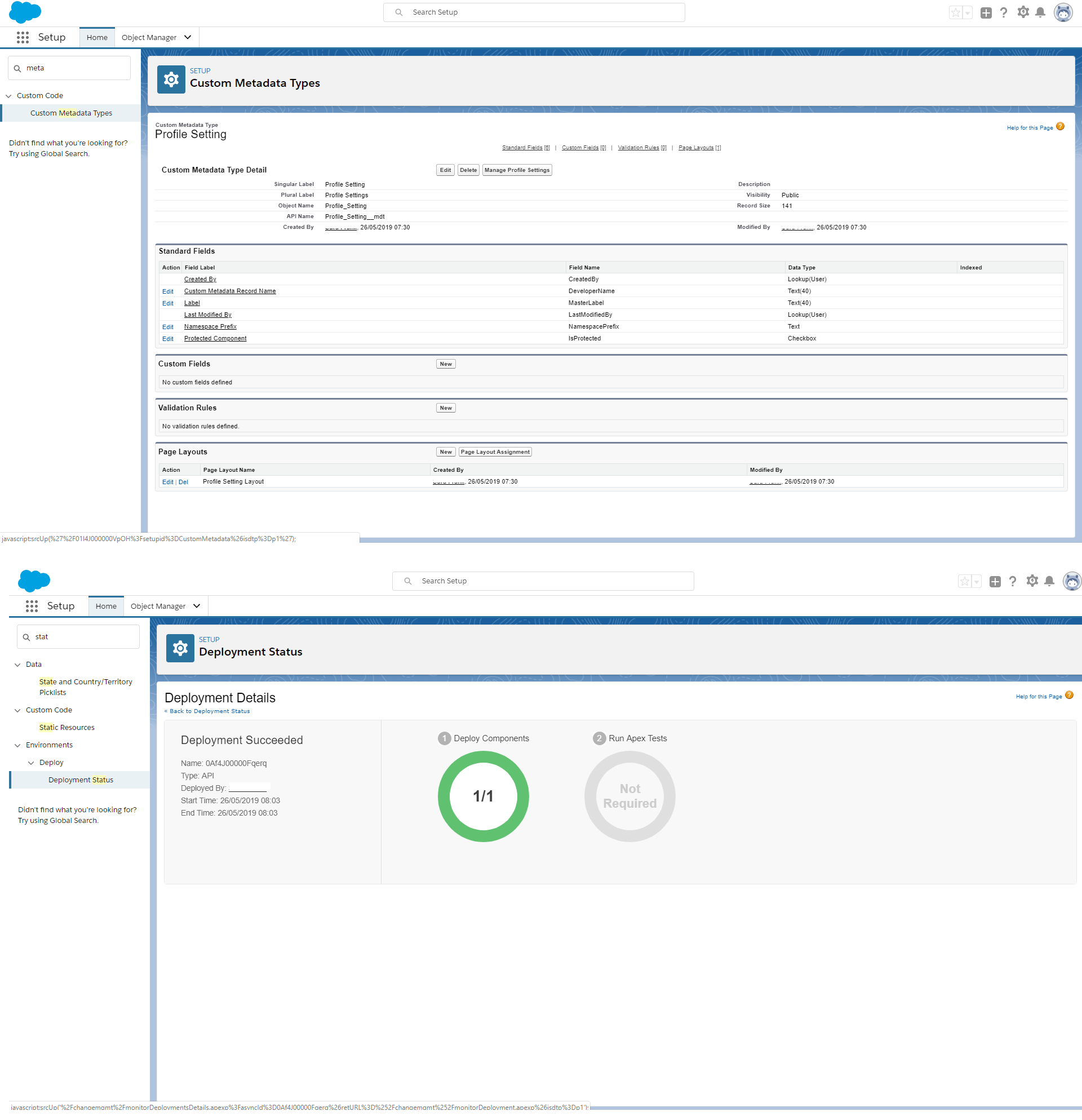 CREATE CUSTOM METADATA USING APEX Salesforce Stack Exchange