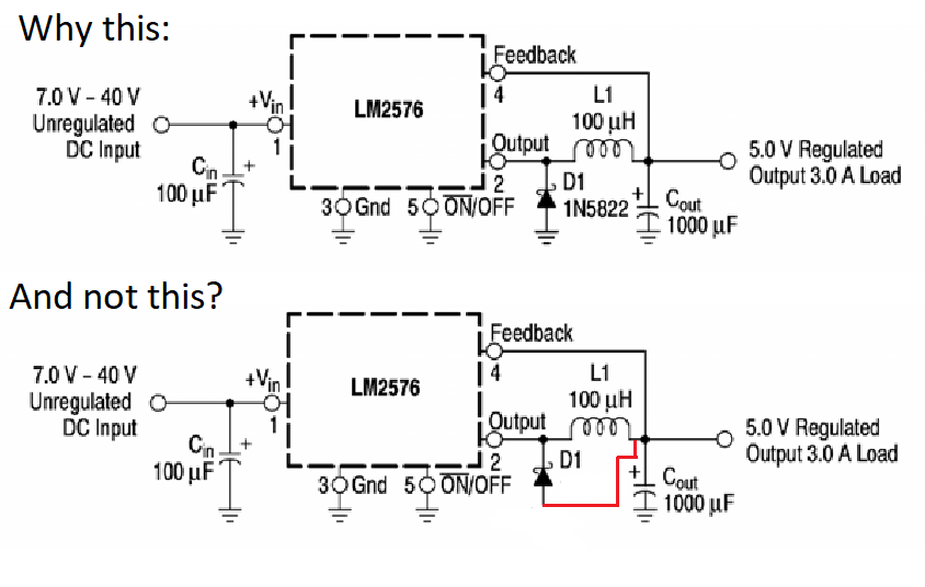 voltage regulator Capacitor between flyback diode and inductor