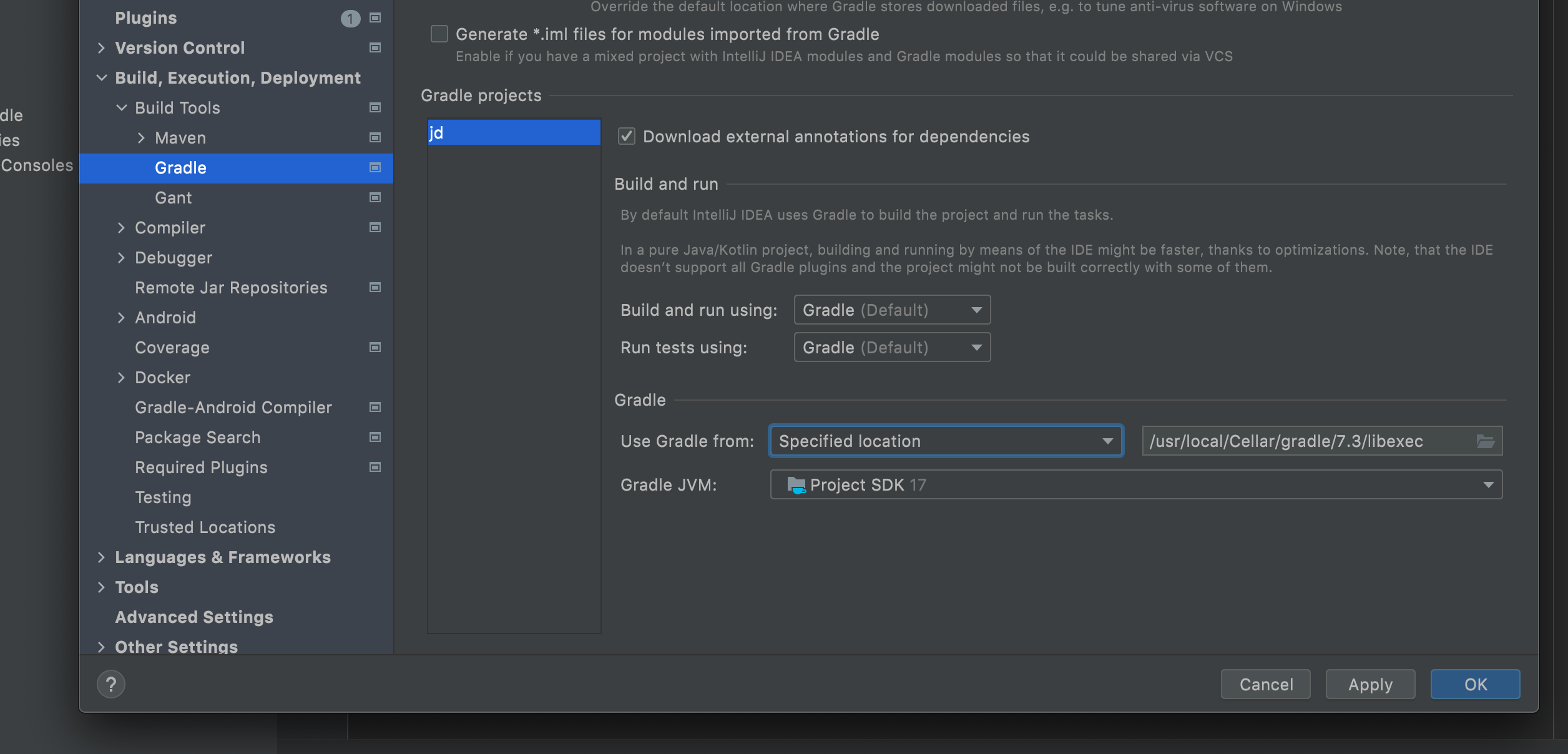 java Cannot find supported Gradle version for JDK 17. The Gradle