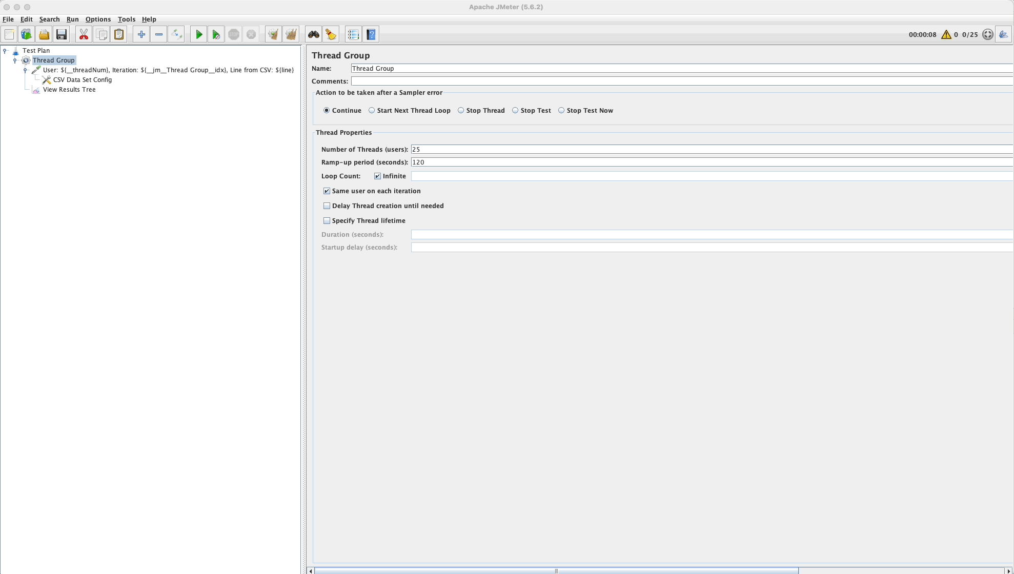 performance testing The CSV Data file in jmeter is picking values in