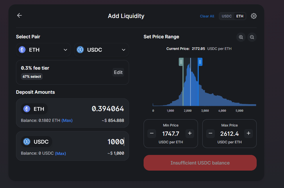 ethereum How to calculate Deposit Amounts for Adding Liquidity within