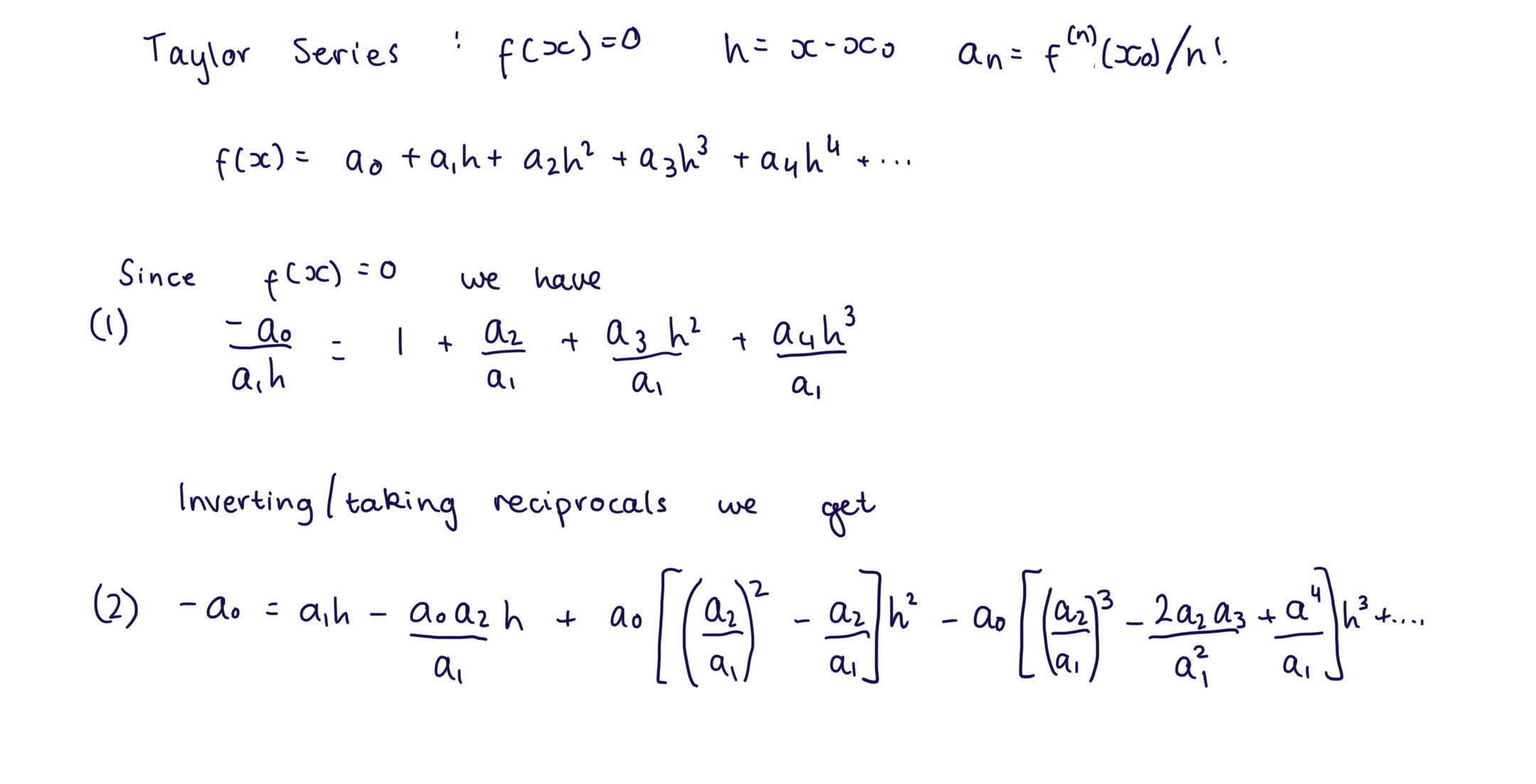 Rearranging Taylor series to see Newton Raphson formula Mathematics