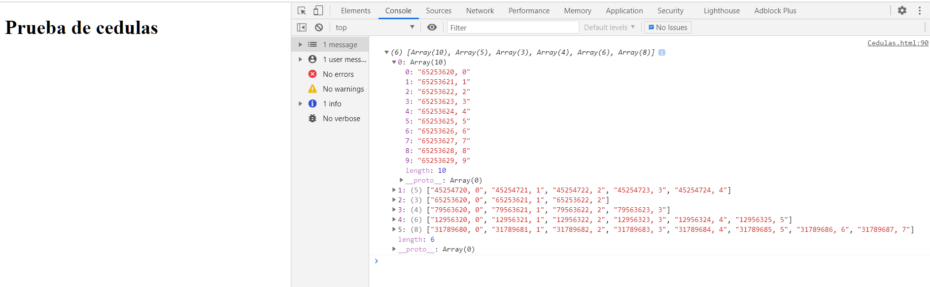 array imprimir la salida de un for en un txt en javascript (error