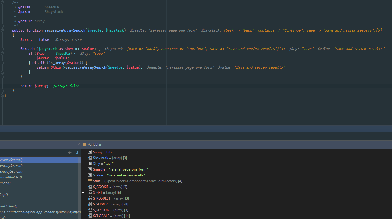 PHP Returning from a recursive array searching function Stack Overflow