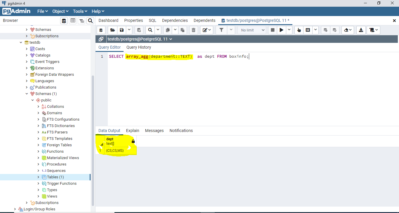 how to use postgresql array_agg function in JpaRepository spring boot