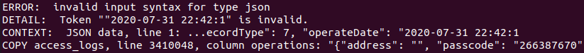 postgresql ERROR invalid input syntax for type json in postgres