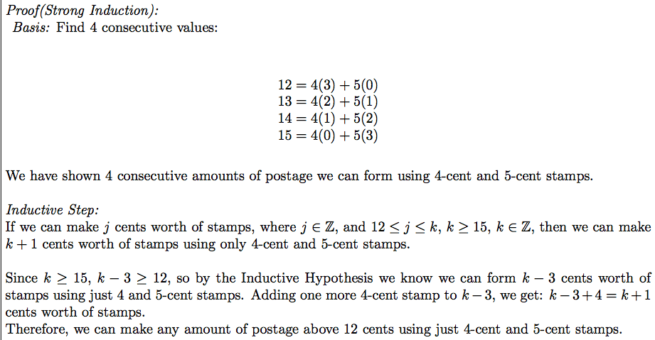 discrete mathematics Strong Induction Proof of amounts of money
