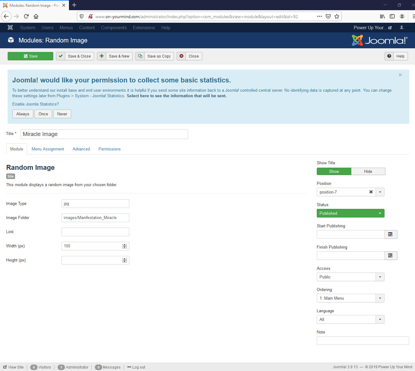 Issue with Random Image module in Joomla 3.9.13? Stack Overflow