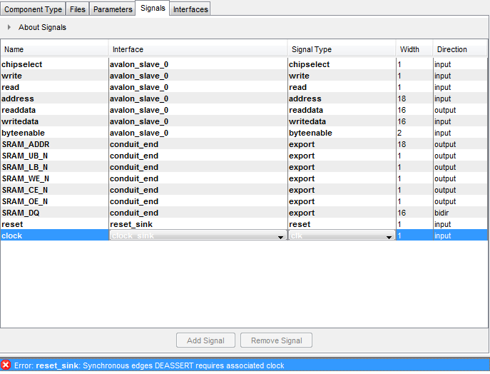 Electronic How to assign clock/reset to sram in Quartus Valuable