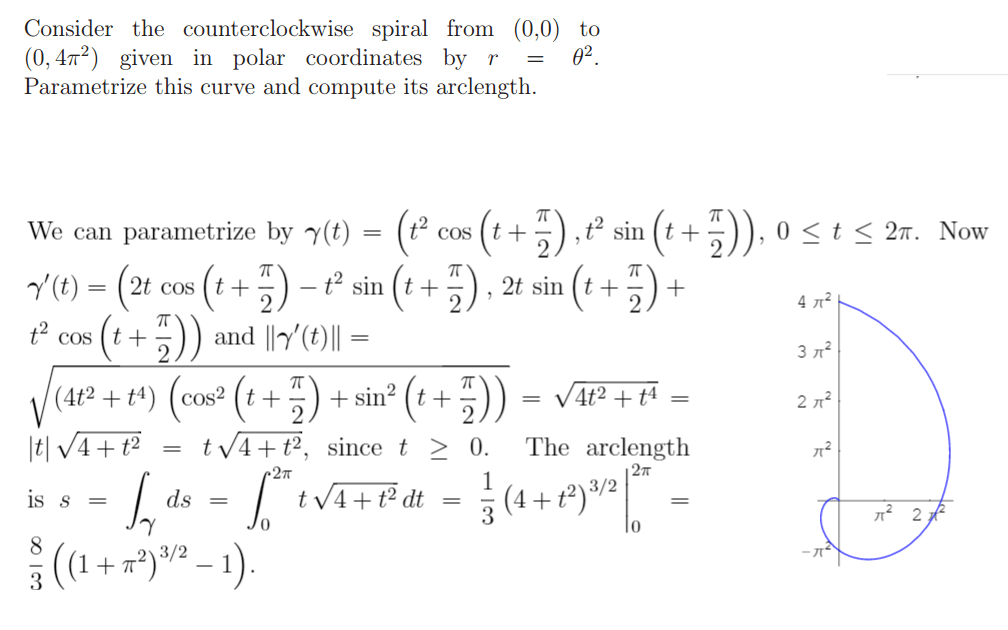 multivariable calculus Parametrizing a counterclockwise spiral