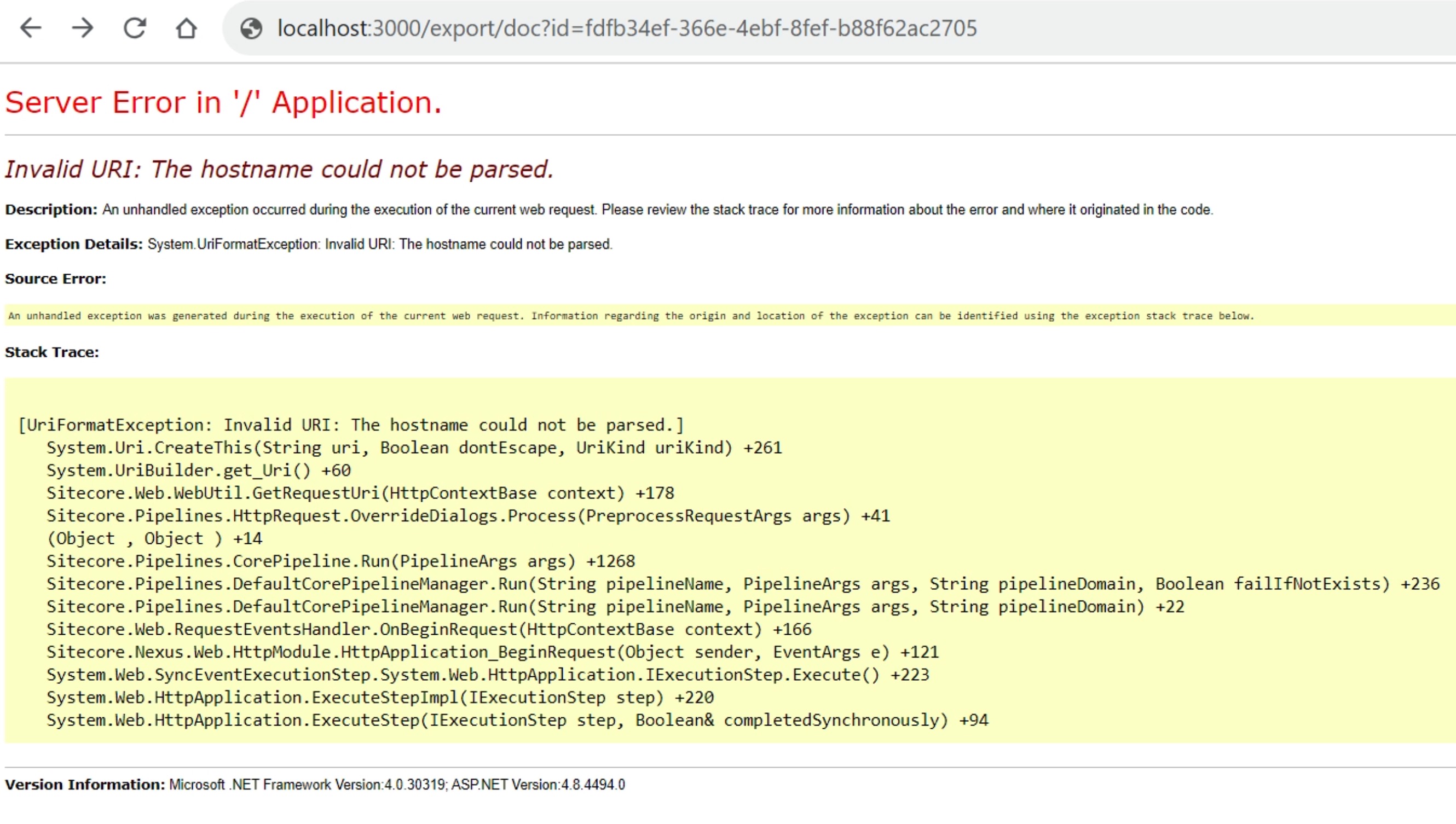 jss hostname could not be parsed error when hitting custom