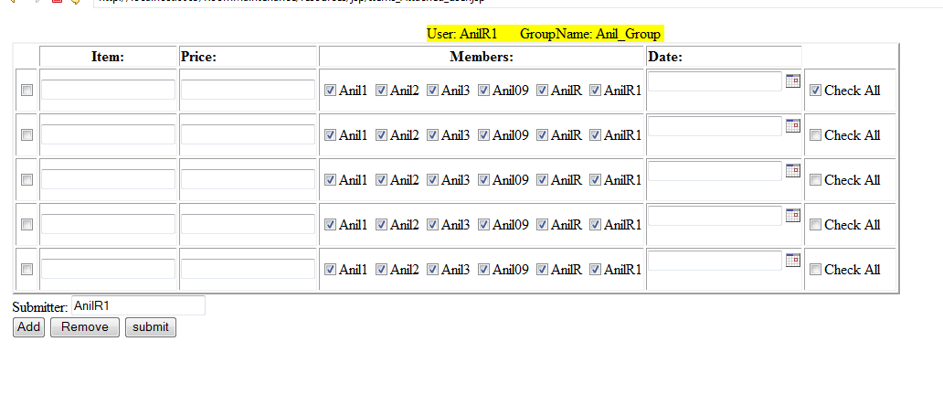 html Row wise selecting the all checkboxes inside a table with using