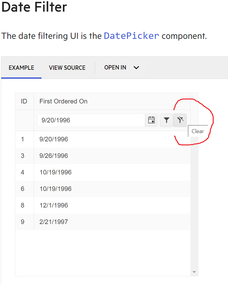 typescript How to subscribe to clear filter event in a kendo grid for