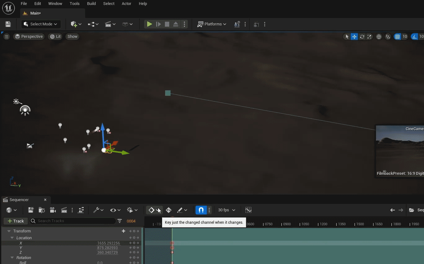 animation Can't Set Keyframes for Unreal 5 on CineCameraActor in