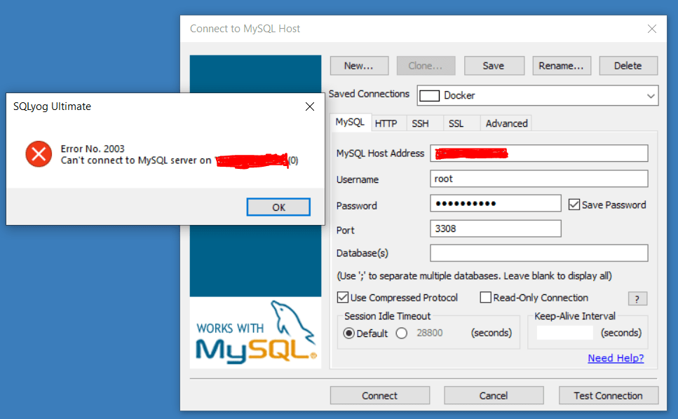 No route to host mysql