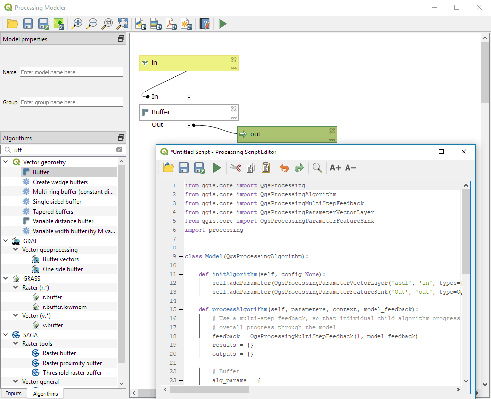 pyqgis Exporting Processing Modeler as Python script in QGIS 3