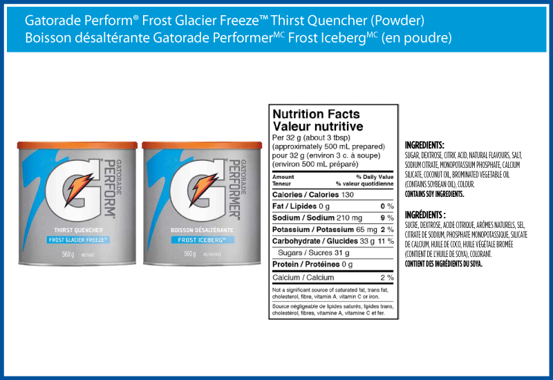 nutrition Does 32 g of Gatorade powder contain 33 g of carbohydrates