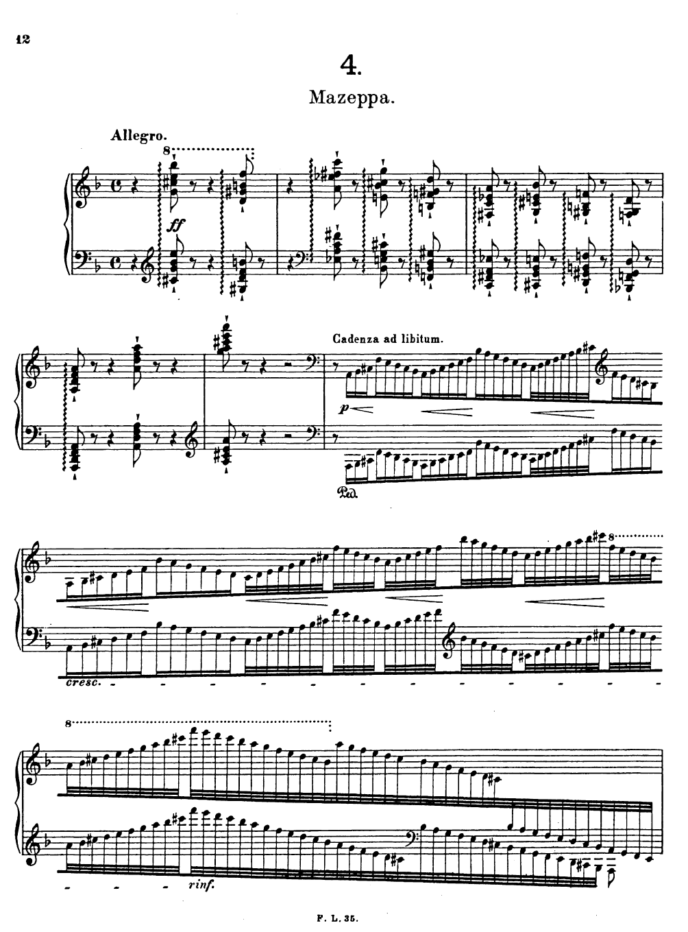 piano Mazeppa meaning of cadenza ad libitum Music Practice