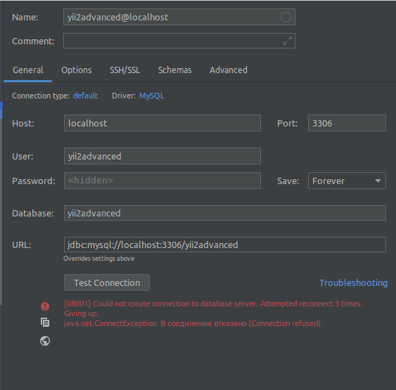 I can't connect to mysql in docker from my localhost with DataGrip