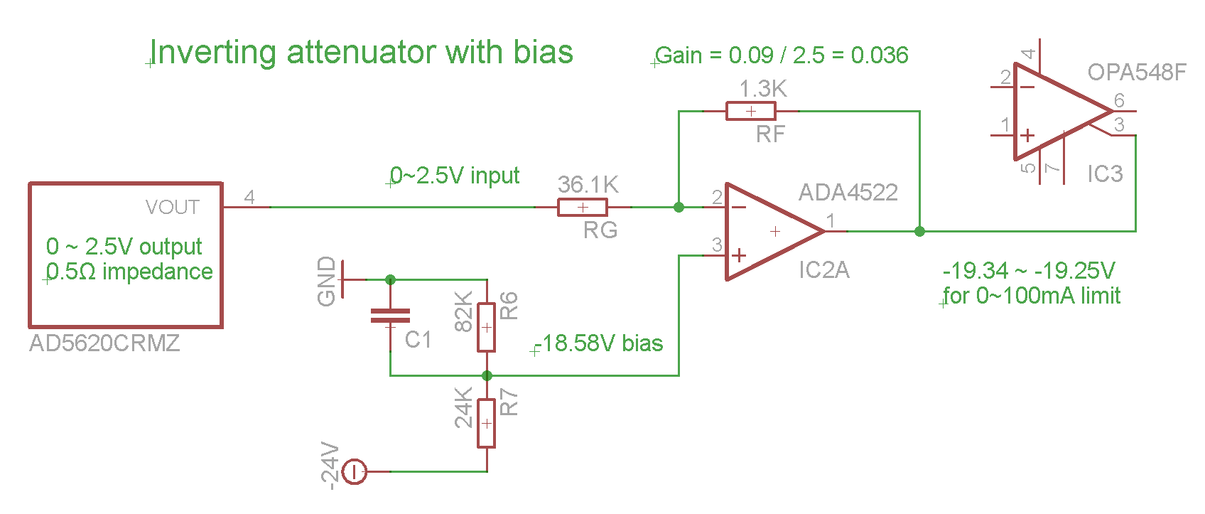 operational amplifier Attenuator with strong bias Electrical