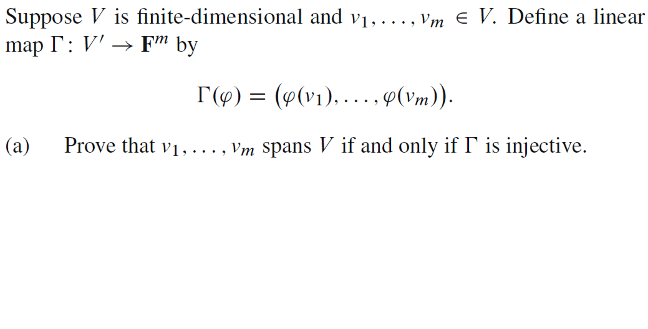 linear algebra A space whose dual is F^m Mathematics Stack Exchange