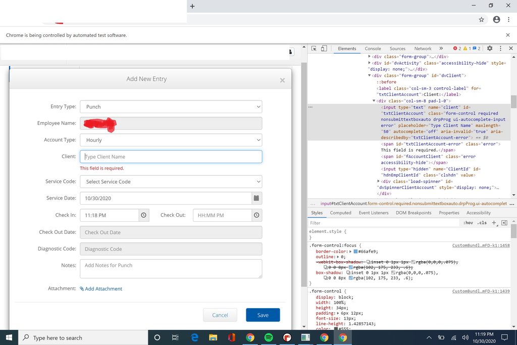 Trying to use selenium on python to change the value of hidden input or sendkeys to a text field