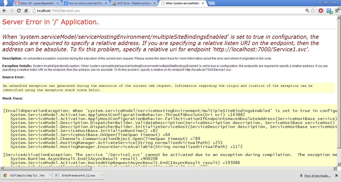 wcf — WCFエラー：相対エンドポイントアドレス