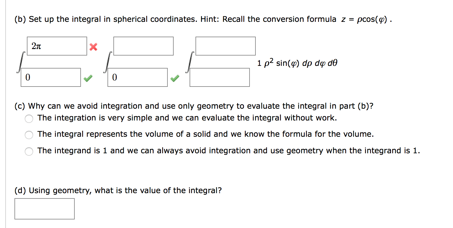 multivariable calculus Triple integral involving spherical