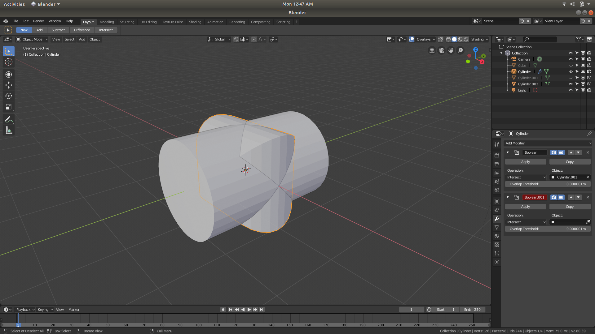 modeling Intersecting Three Cylinders Blender Stack Exchange