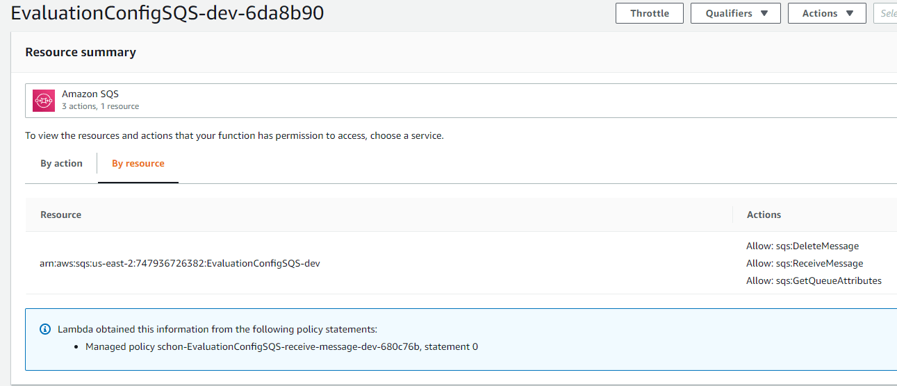 amazon web services Sending an SQS message via an SQS lambda Stack