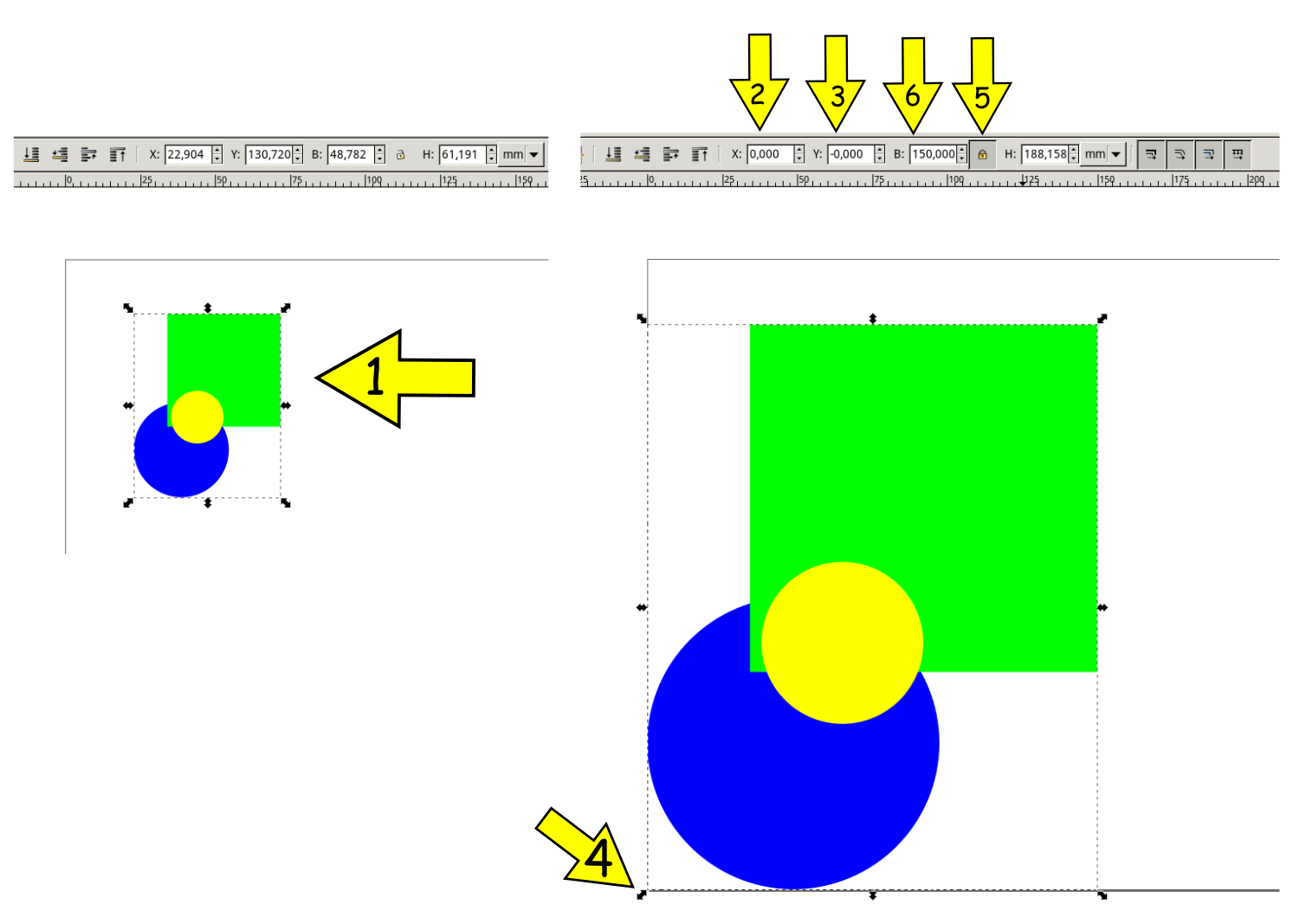 How do I resize an object in inkscape to a absolute size? Graphic