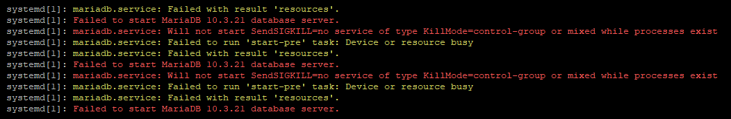linux Debian 10 MariaDB 'Can't connect to local MySQL server through
