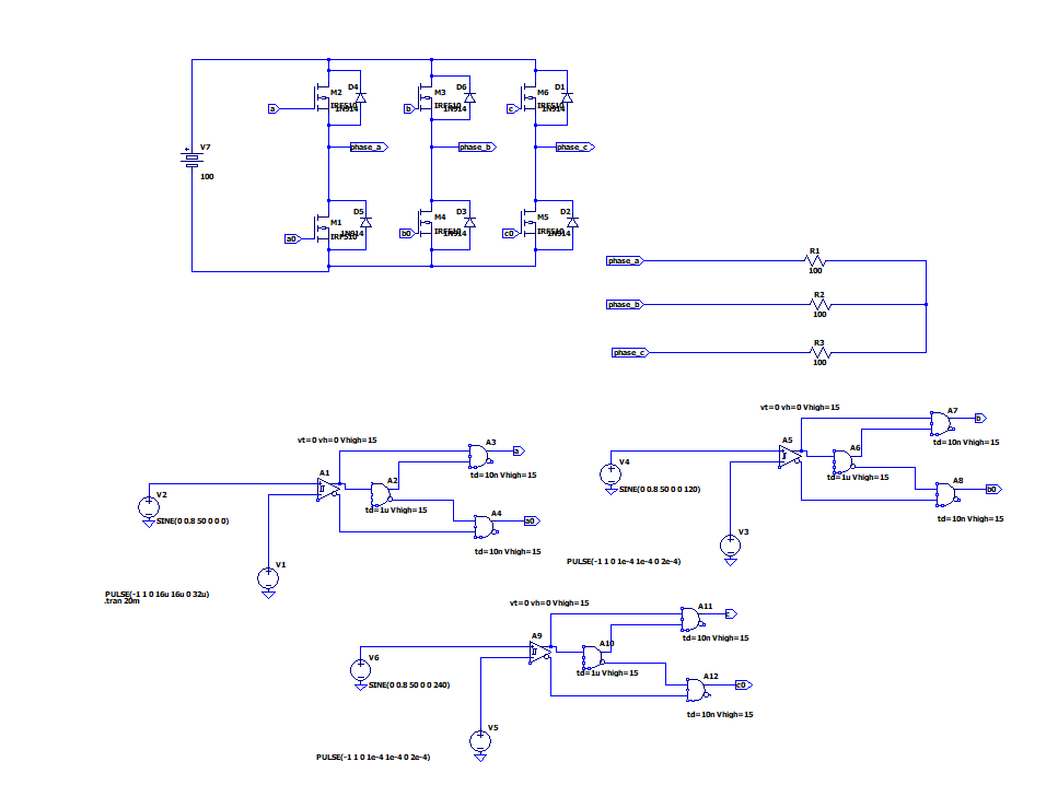 power three phase inverter design in ltspice Electrical Engineering