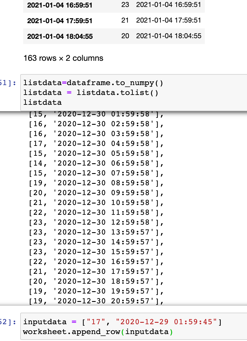 pandas Converting dataframe to Gspread list format in Python Stack Overflow