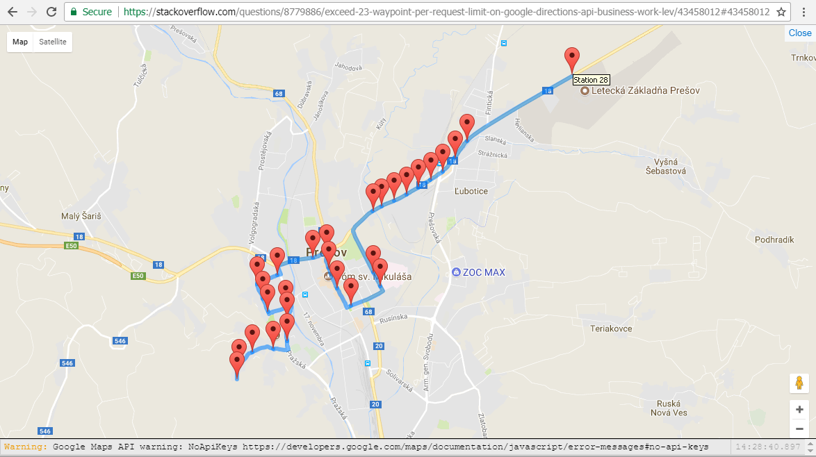 Googlemaps Exceed 23 waypoint per request limit on Google Directions
