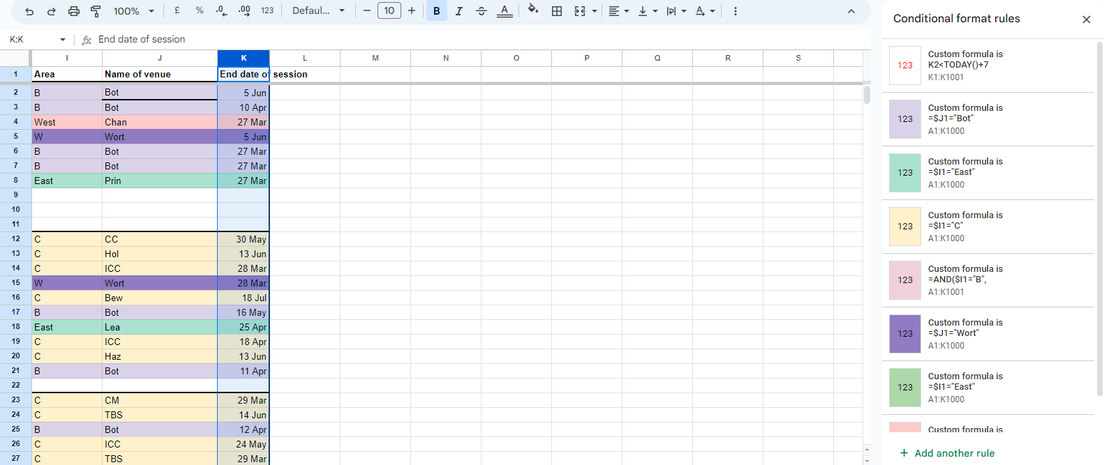google sheets Why is my conditional formatting not working? Highlight