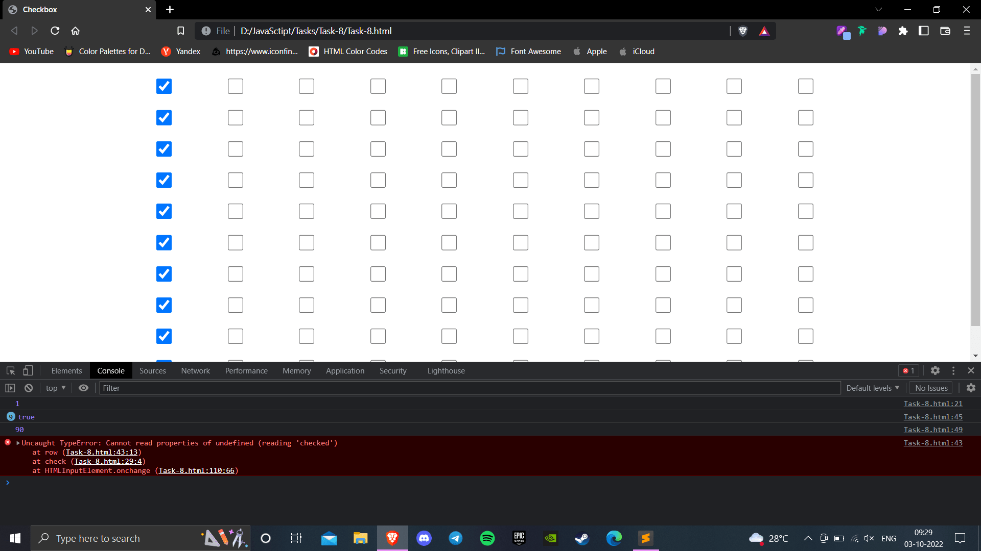 javascript "Cannot read properties of undefined (reading 'checked