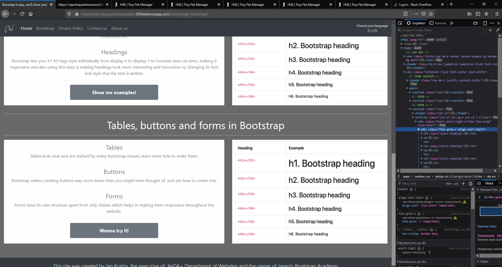 html Bootstrap 4.3.1 text and link positioning Stack Overflow