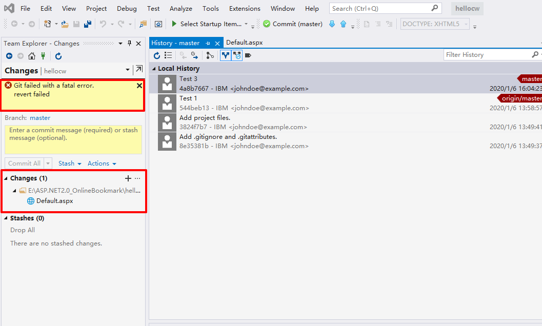 What are the differences between Revert in Git in Visual Studio 2019