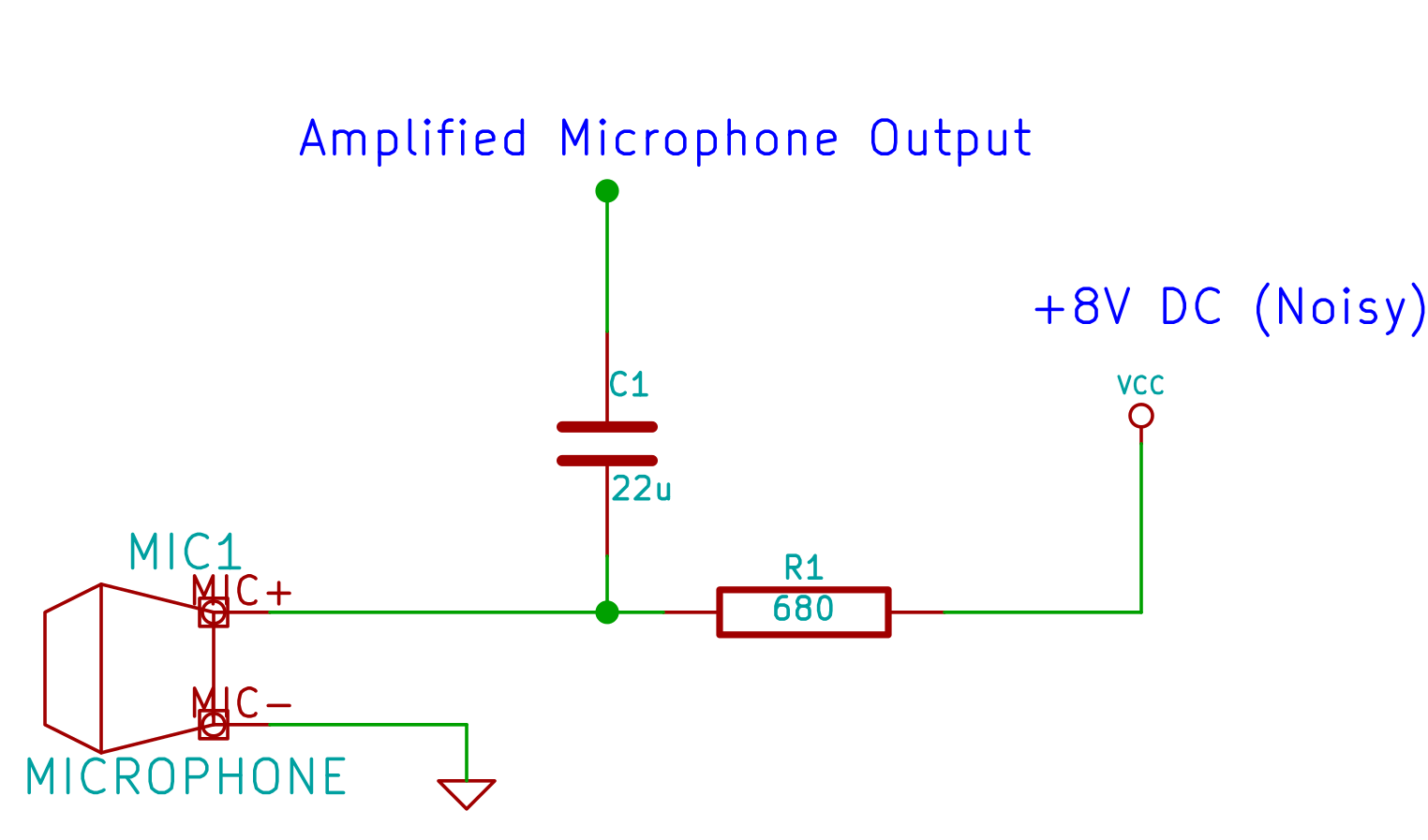 Decoupling pair of microphones using noisy power source Electrical
