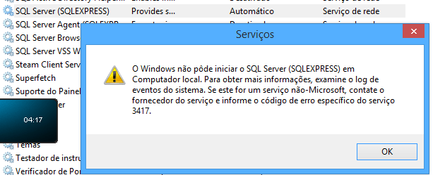 services Erro ao inicializar SQL Server Express Stack Overflow em