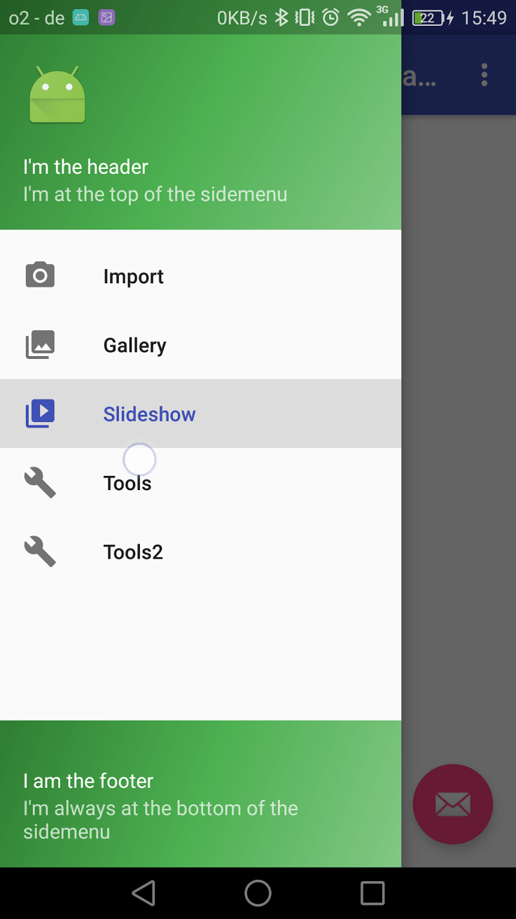 How to add footer to NavigationView Android support design library