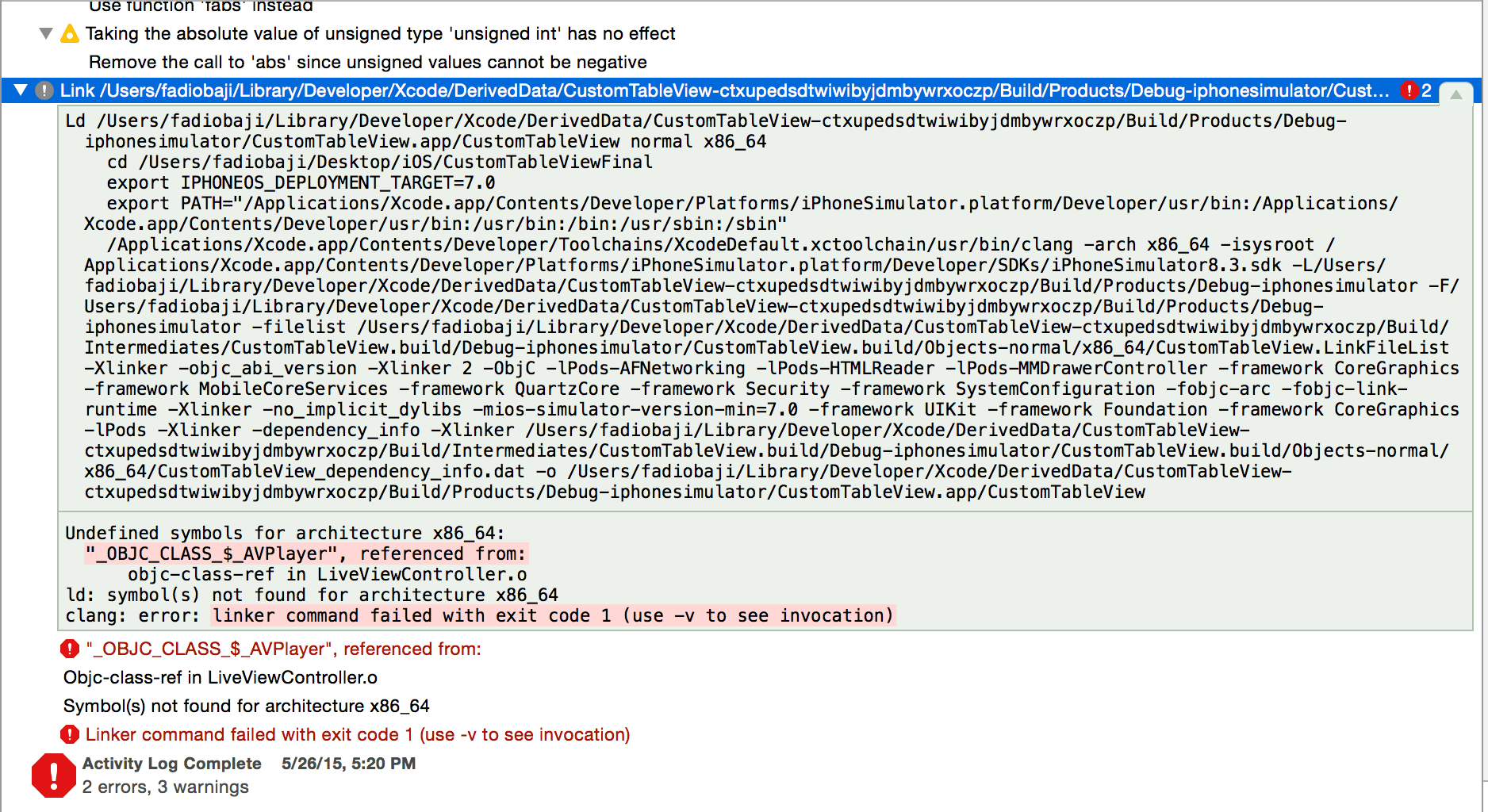 ios Xcode Undefined symbols for architecture x86_64 "_OBJC_CLASS
