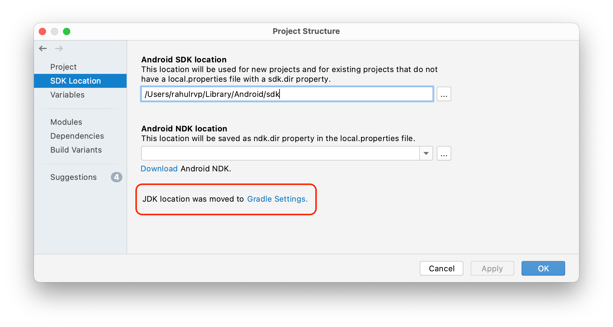 java JAVA_HOME is set to an invalid directory while running ./gradlew