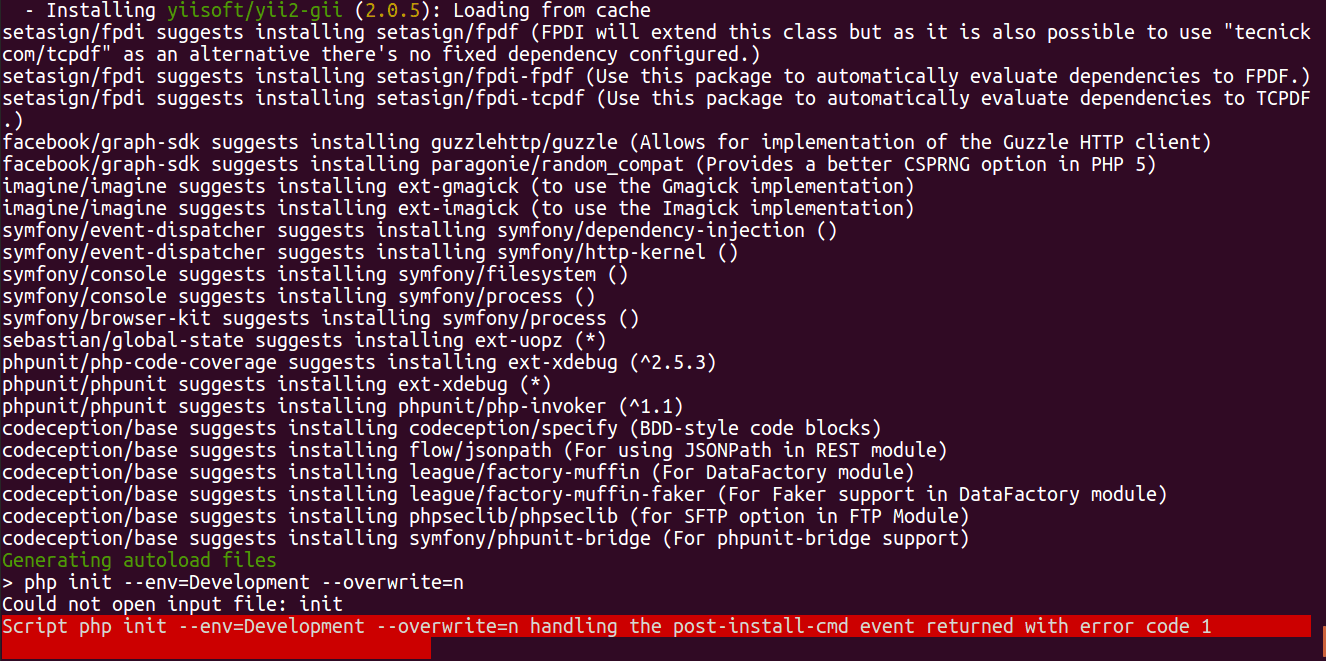 Composer install in yii2 project Stack Overflow