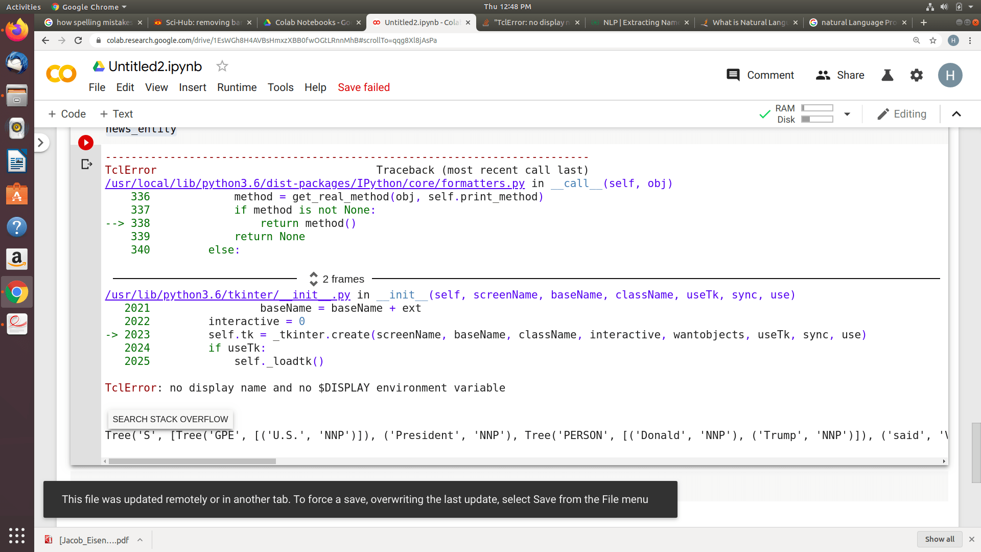 python "TclError no display name and no DISPLAY environment